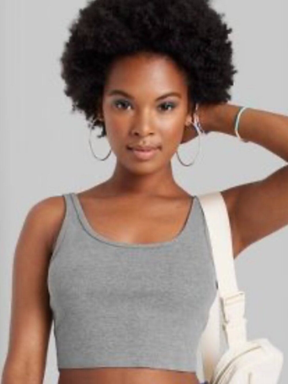 Wild Fable Ribbed Crop Gray Tank Top Size Small